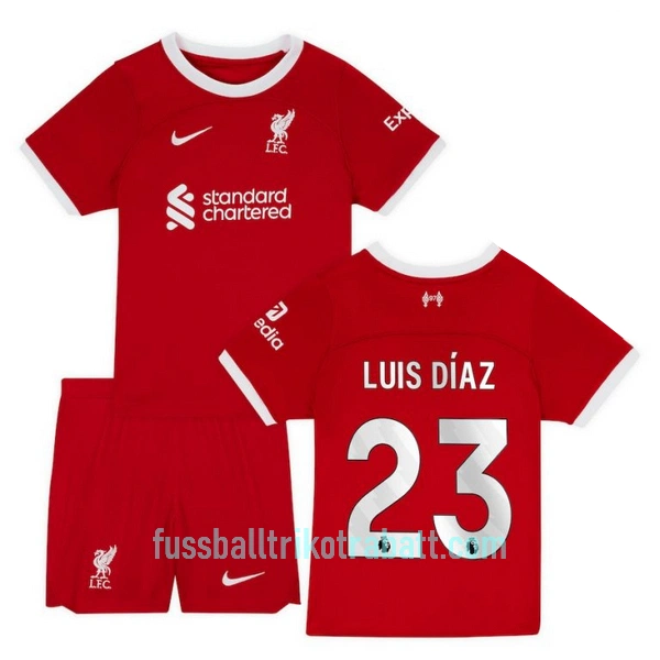 Günstige Liverpool Luis Diaz 23 Kindertrikot Heim 2023/24 Kurzarm