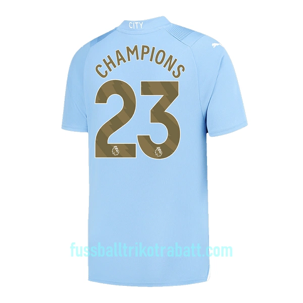 Günstige Manchester City Champions 23 Herrentrikot Heim 2023/24 Kurzarm