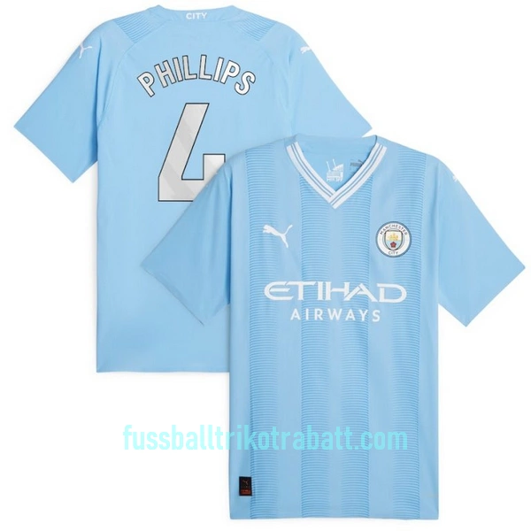 Günstige Manchester City Phillips 4 Herrentrikot Heim 2023/24 Kurzarm