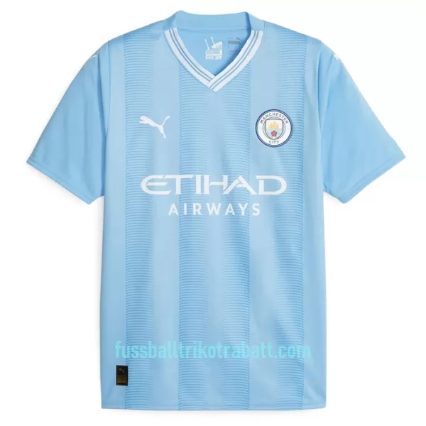 Günstige Manchester City Champions of Europe Herrentrikot Heim 2023/24 Kurzarm