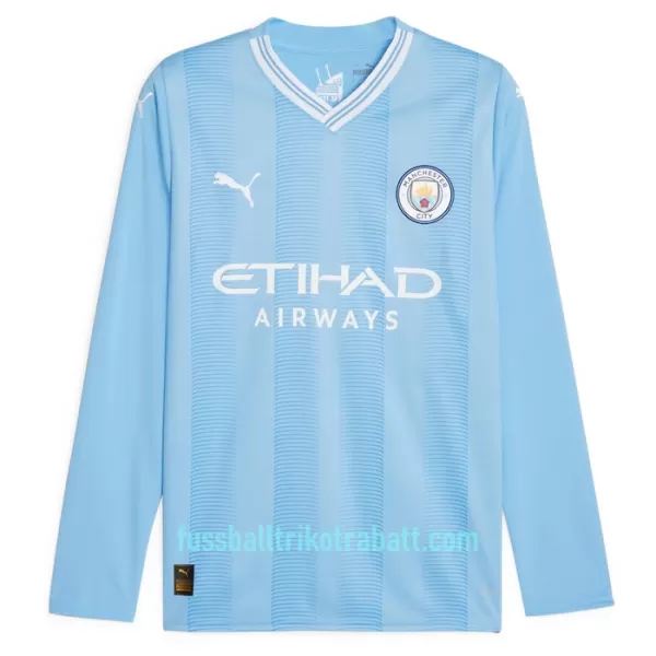 Günstige Manchester City Champions of Europe Herrentrikot Heim 2023/24 Langarm