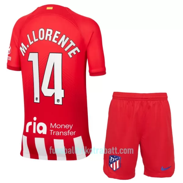 Günstige Atlético Madrid M. Llorente 14 Kindertrikot Heim 2023/24 Kurzarm