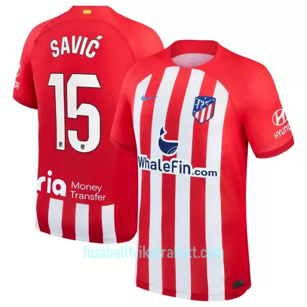 Günstige Atlético Madrid Savic 15 Herrentrikot Heim 2023/24 Kurzarm