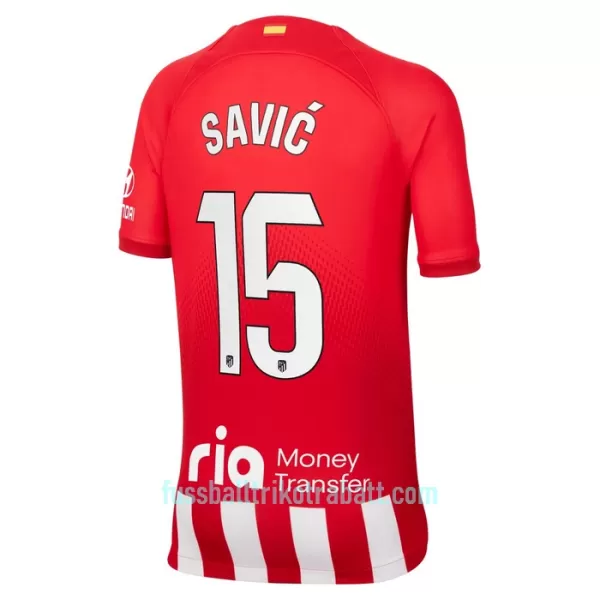 Günstige Atlético Madrid Savic 15 Kindertrikot Heim 2023/24 Kurzarm