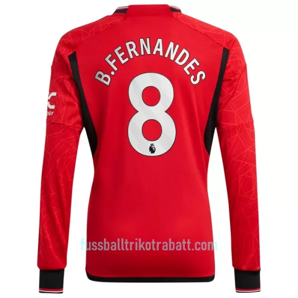 Günstige Manchester United Bruno Fernandes 8 Herrentrikot Heim 2023/24 Langarm