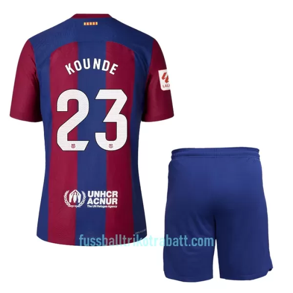 Günstige FC Barcelona Kounde 23 Kindertrikot Heim 2023/24 Kurzarm