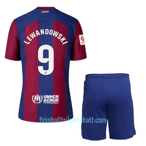 Günstige FC Barcelona Lewandowski 9 Kindertrikot Heim 2023/24 Kurzarm