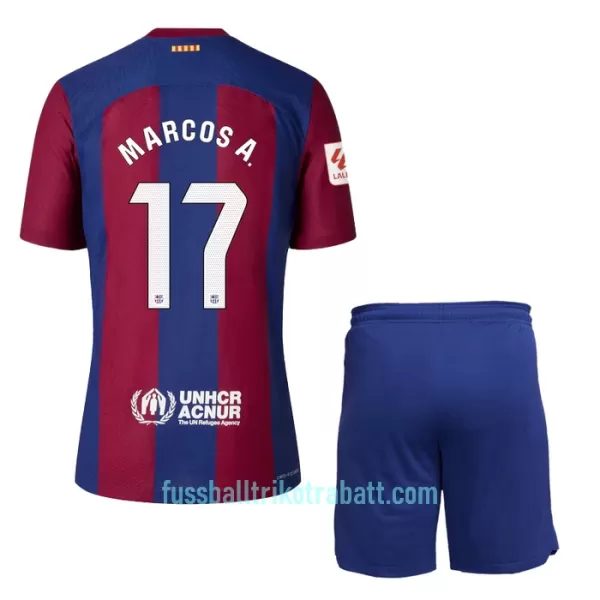 Günstige FC Barcelona Marcos A. 17 Kindertrikot Heim 2023/24 Kurzarm