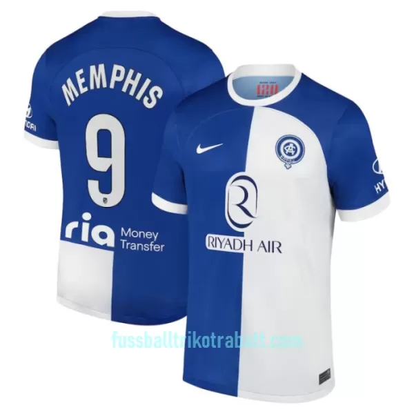 Günstige Atlético Madrid Memphis 9 Herrentrikot Auswärts 2023/24 Kurzarm