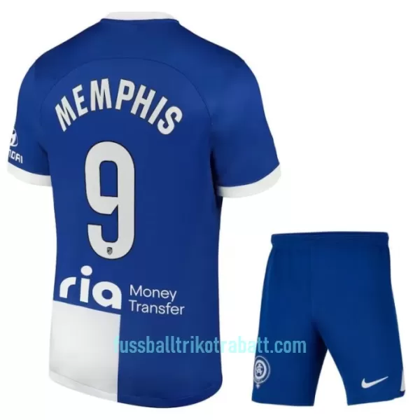 Günstige Atlético Madrid Memphis 9 Kindertrikot Auswärts 2023/24 Kurzarm