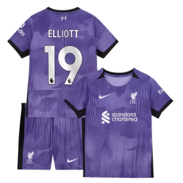 Günstige Liverpool Elliott 19 Kindertrikot Ausweich 2023/24 Kurzarm