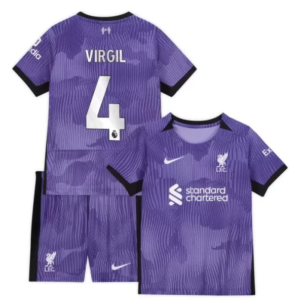 Günstige Liverpool Virgil 4 Kindertrikot Ausweich 2023/24 Kurzarm