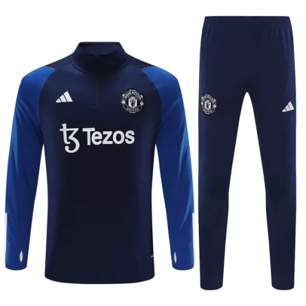 Manchester United Kit Trainingspullover Kinder 2023/24 Viertelreißverschluss Navy