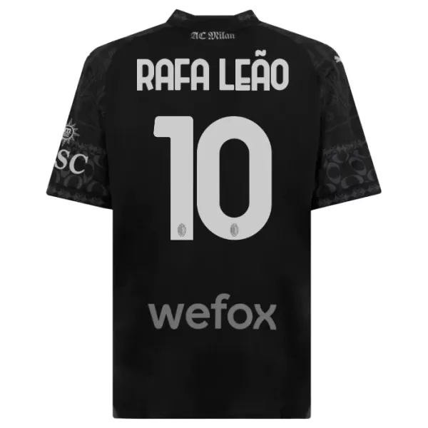 Günstige AC Mailand Rafael Leao 10 Herrentrikot Vierte 2023/24 Kurzarm Schwarze