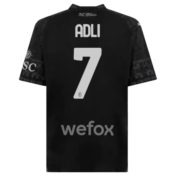 Günstige AC Mailand Yacine Adli 7 Herrentrikot Vierte 2023/24 Kurzarm Schwarze