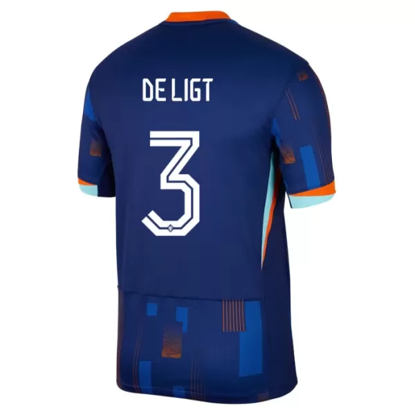 Günstige Niederlande De Ligt 3 Kindertrikot Auswärts EURO 2024 Kurzarm