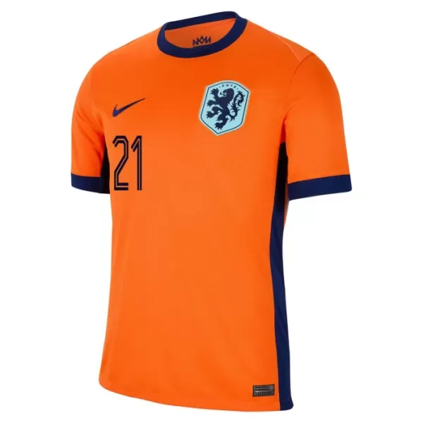 Günstige Niederlande Frenkie de Jong 21 Herrentrikot Heim EURO 2024 Kurzarm