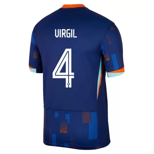 Günstige Niederlande Virgil 4 Herrentrikot Auswärts EURO 2024 Kurzarm