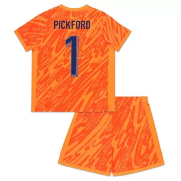 Günstige England Pickford 1 Torwart Kindertrikot EURO 2024 Kurzarm Orange