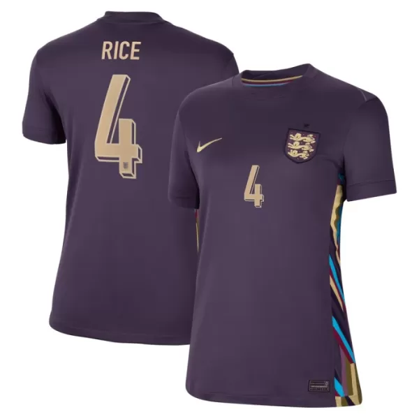 Günstige England Rice 4 Damentrikot Auswärts EURO 2024 Kurzarm