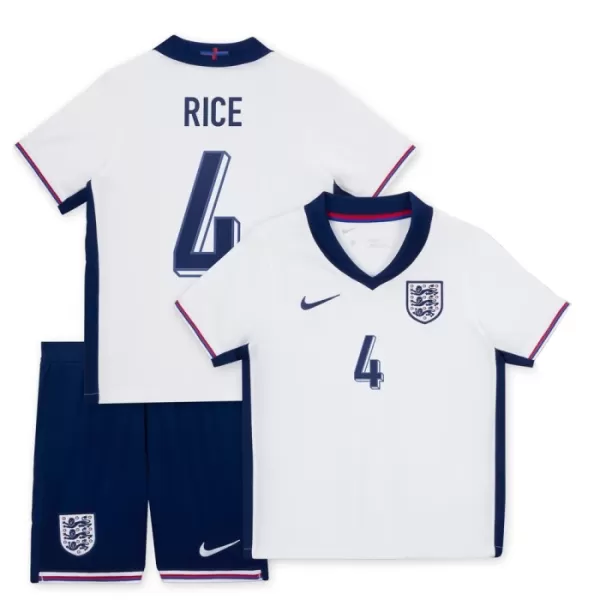 Günstige England Rice 4 Kindertrikot Heim EURO 2024 Kurzarm