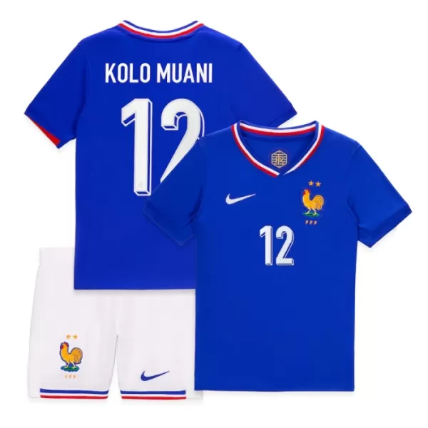 Günstige Frankreich Kolo Muani 12 Kindertrikot Heim EURO 2024 Kurzarm