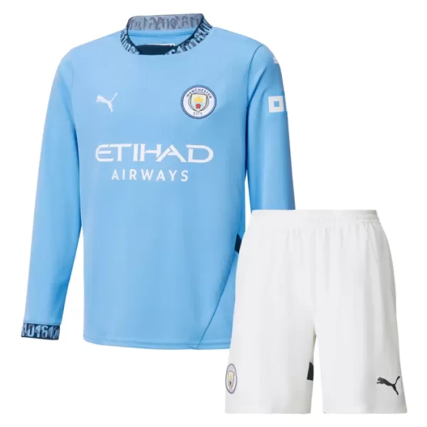 Günstige Manchester City Kindertrikot Heim 2024/25 Langarm