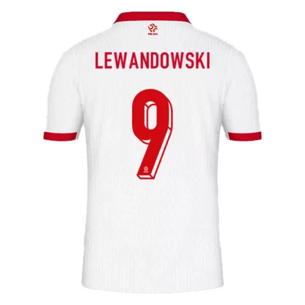 Günstige Polen Lewandowski 9 Herrentrikot Heim EURO 2024 Kurzarm