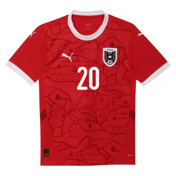 Günstige Österreich Konrad Laimer 20 Herrentrikot Heim EURO 2024 Kurzarm