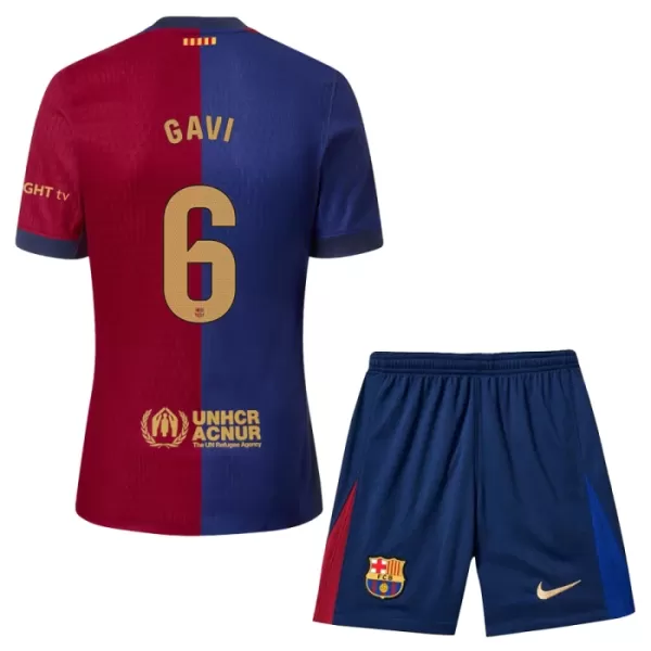 Günstige FC Barcelona Gavi 6 Kindertrikot Heim 2024/25 Kurzarm