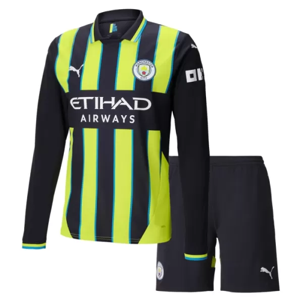 Günstige Manchester City Kindertrikot Auswärts 2024/25 Langarm