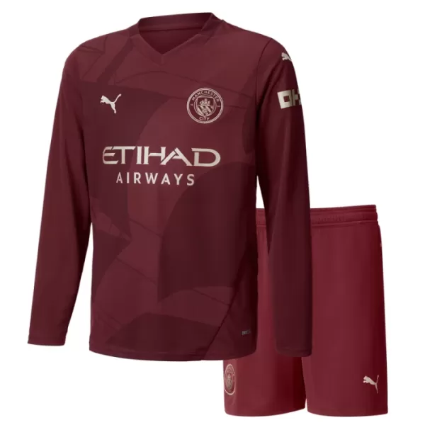 Günstige Manchester City Kindertrikot Ausweich 2024/25 Langarm