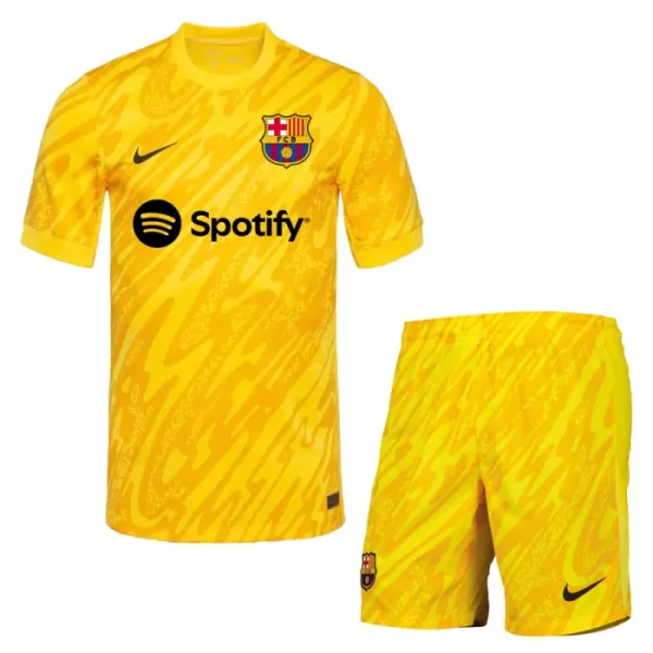 Günstige FC Barcelona Torwart Kindertrikot Auswärts 2024/25 Kurzarm