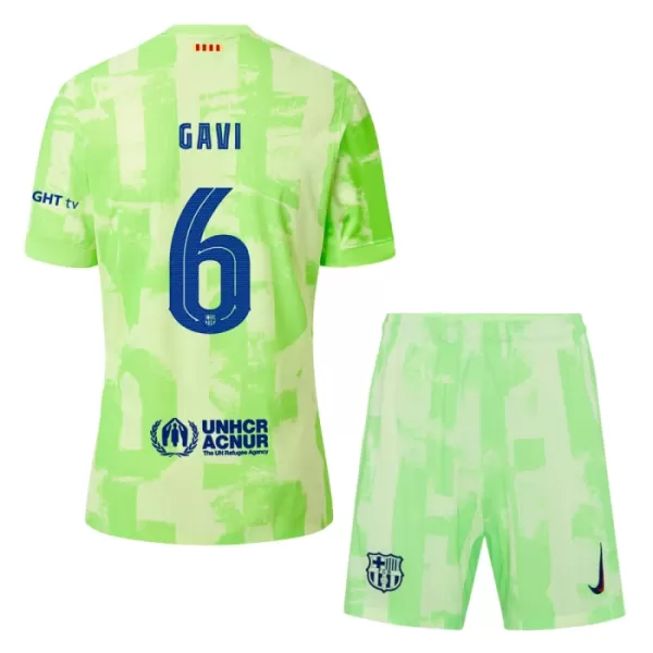 Günstige FC Barcelona Gavi 6 Kindertrikot Ausweich 2024/25 Kurzarm