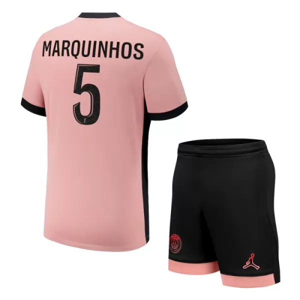 Günstige Paris Saint-Germain Marquinhos 5 Kindertrikot Ausweich 2024/25 Kurzarm