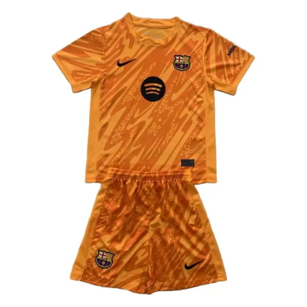 Günstige FC Barcelona Torwart Kindertrikot 2024/25 Kurzarm Orange