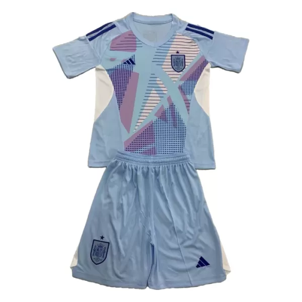 Günstige Spanien Torwart Kindertrikot EURO 2024 Kurzarm Blaue