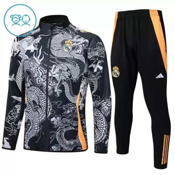 Real Madrid Dragon Trainingsjackenanzüge Kinder 2024/25 Schwarze