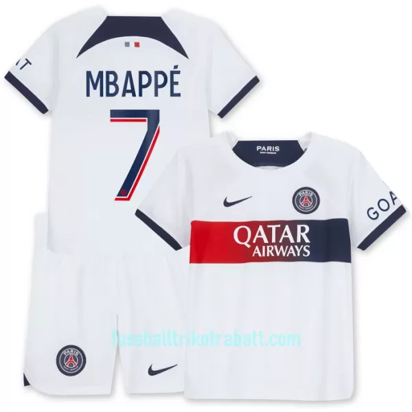 Günstige Paris Saint-Germain Mbappé 7 Kindertrikot Auswärts 2023/24 Kurzarm